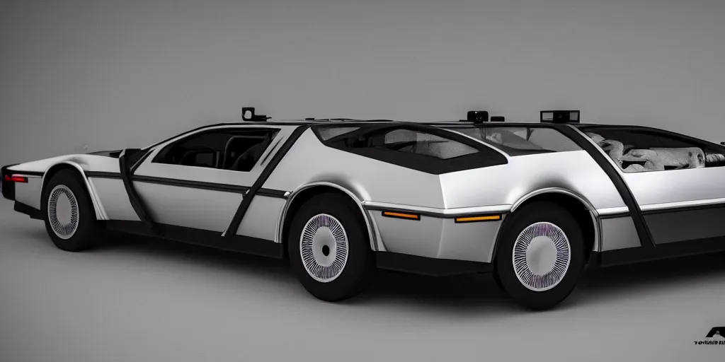 Prompt: a photoshoot of a delorean by ash thorp, car, back to the futur, ultra realistic, ultra detailed, 8 k, award winning