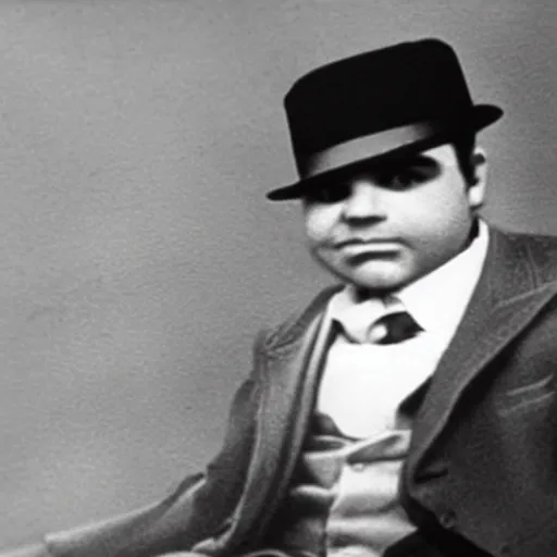 Image similar to Al Capone as a 2 year old, photorealistic