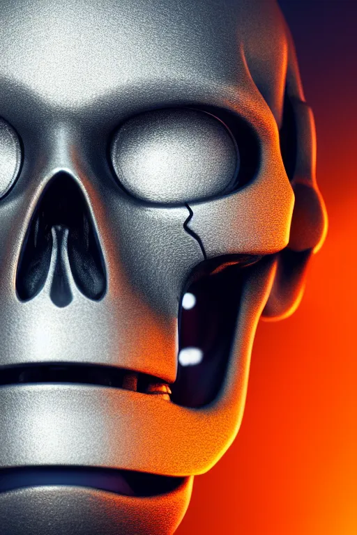 Image similar to closeup shot of a cyborg head, skull, macro shot, dof, cinematic, volumetric lighting, studio shot, octane render, focus, 8 5 mm lens, 4 k