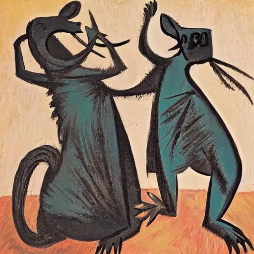 Prompt: rats dancing by picasso