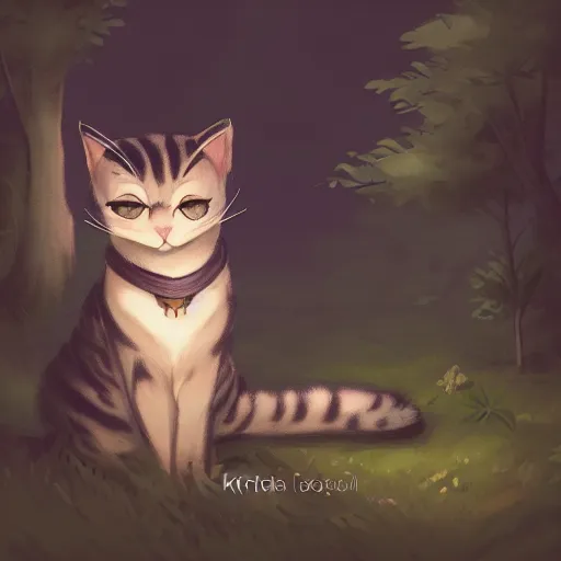 Image similar to a portrait of a cat in the forest, trending on artstation, trending on furaffinity, digital art, by kawacy, anime, furry art, warm light, backlighting, cartoon, concept art