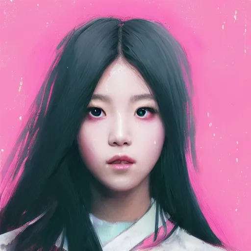 Image similar to “ a portrait of jisoo from blackpink, rainy background, pink bright art masterpiece artstation. 8 k, sharp high quality artwork in style of jose daniel cabrera pena and greg rutkowski, concept art by tooth wu, hearthstone card game artwork. ”