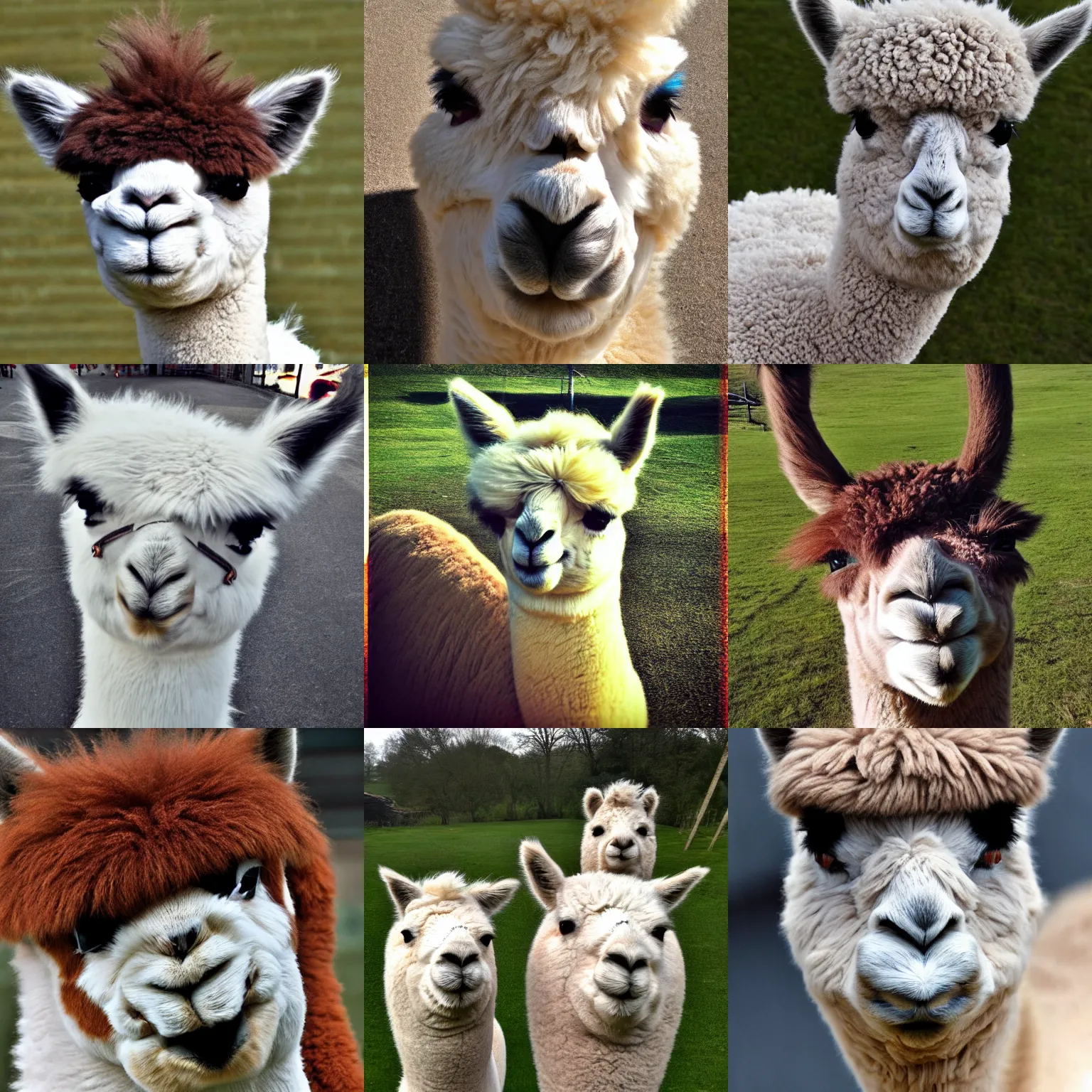 Prompt: <photograph quality=very-high type=manipulated>Alpaca trollface</photograph>