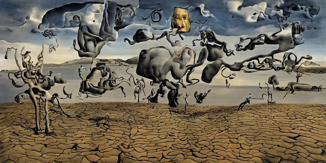 Prompt: surreal dali landscape modern pop culture objects