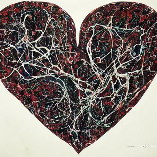 Image similar to anatomical heart in the style of jackson pollock anatomically correct