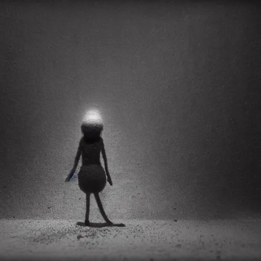 Image similar to the lost sould, surrealistic detailed claymation art, dark, moody, foggy