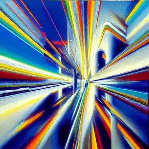 Image similar to abstract art representing momentum, oil painting by john berkey and gabriel dawe, masterwork