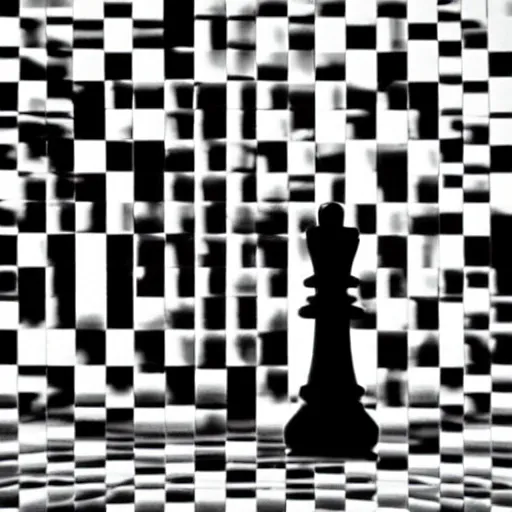 Prompt: a chess piece floating in computer code, monochrome by Daido Moriyama, cyberpunk