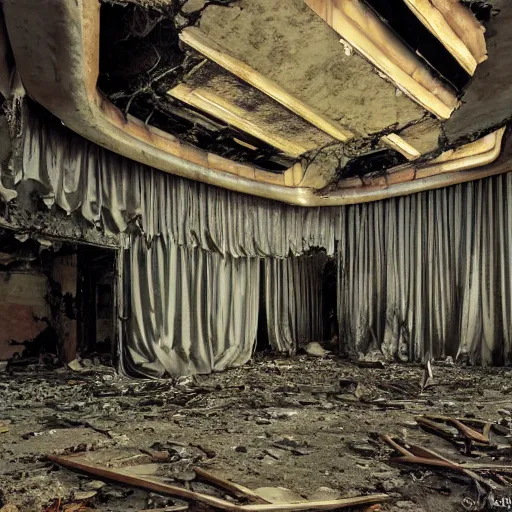 Image similar to UHD photo of Ming The Merciless in an abandoned building, by Annie leibowitz, photorealisitc ,detailed