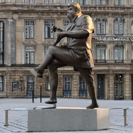 Image similar to a bronze statue of leif gw persson in sergel's square