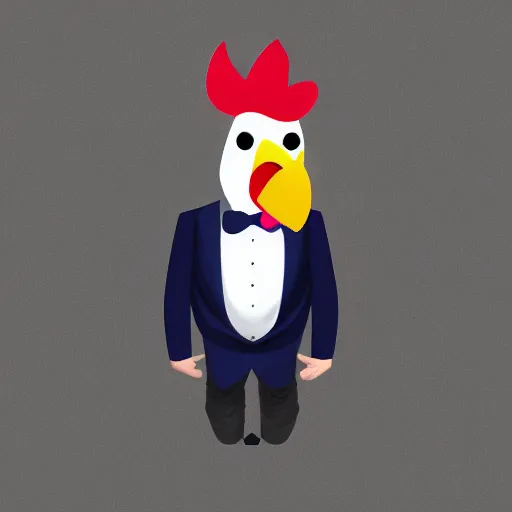 Image similar to a high quality photo of a chicken wearing a suit, 8k, digital art