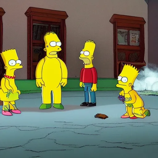 Prompt: An epic cinematic film still of the Simpsons Movie.