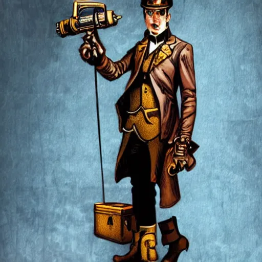 Image similar to steampunk superhero