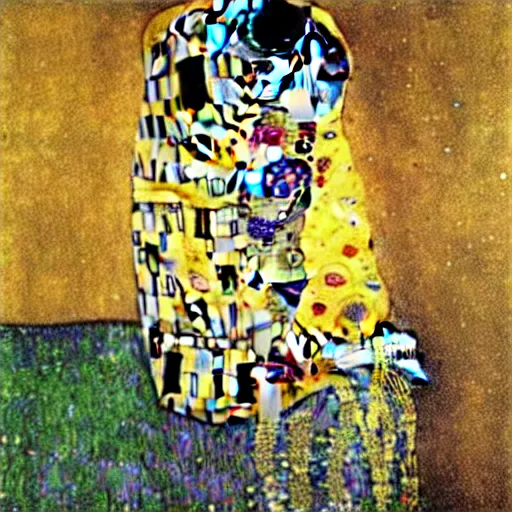 Image similar to Klimt's The Kiss but painted by Vincent Van Gogh