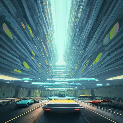Image similar to utopia, society, traffic, by beeple, art station, highly detailed