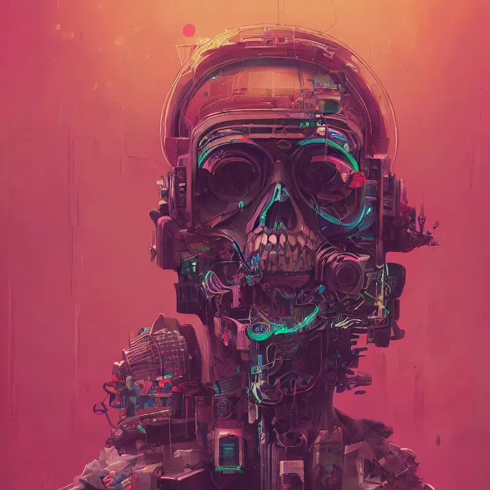 Prompt: a beautiful painting of a cyberpunk skull by pascal blanche and sachin teng and julian calle and nekro. in style of colorful comic noir illustration, symmetry, sci fi, hyper detailed. octane render. trending on artstation