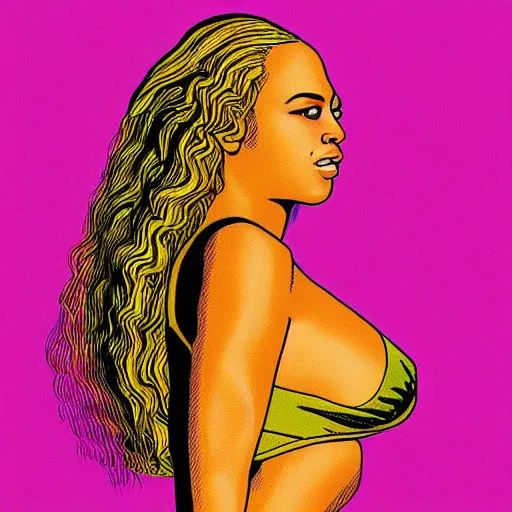 Image similar to “ beyonce retro minimalist portrait by jean giraud, moebius starwatcher comic, 8 k ”