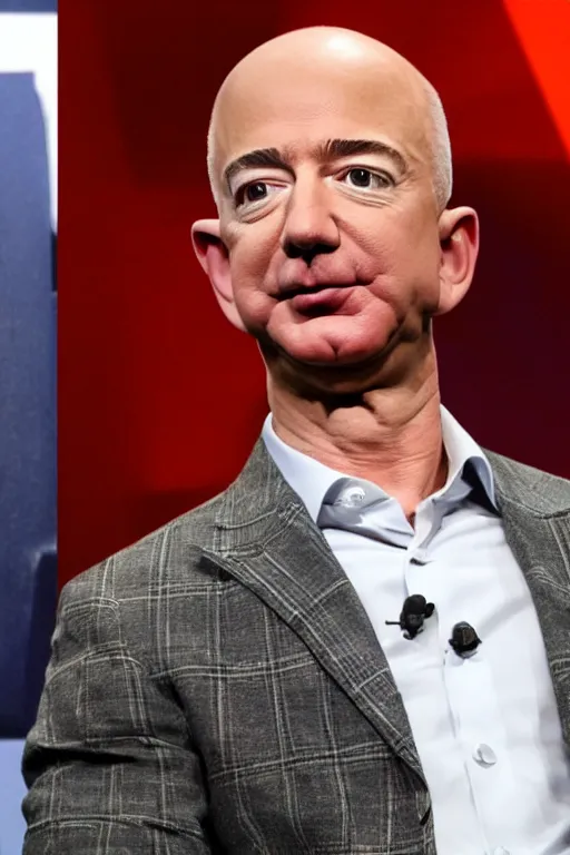 Prompt: the top of jeff bezos head is a magic 8 ball