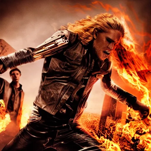 Image similar to Charlie hunnam As Ghostrider hyper realistic 4K quality