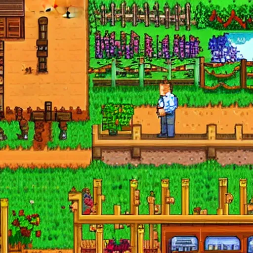 Prompt: hank hill king of the hill in Stardew valley