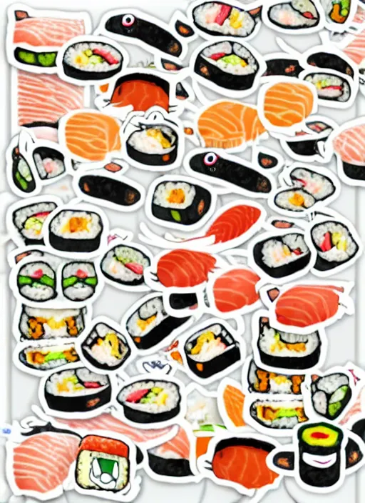 Image similar to cats and sushi sticker sheet