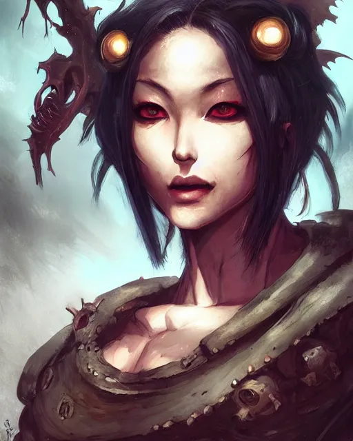 Image similar to Dorohedoro :: Shin, pretty, beautiful, DnD character art portrait, matte fantasy painting, DeviantArt Artstation, by Jason Felix by Steve Argyle by Tyler Jacobson by Peter Mohrbacher by Q Hayashida, cinematic lighting