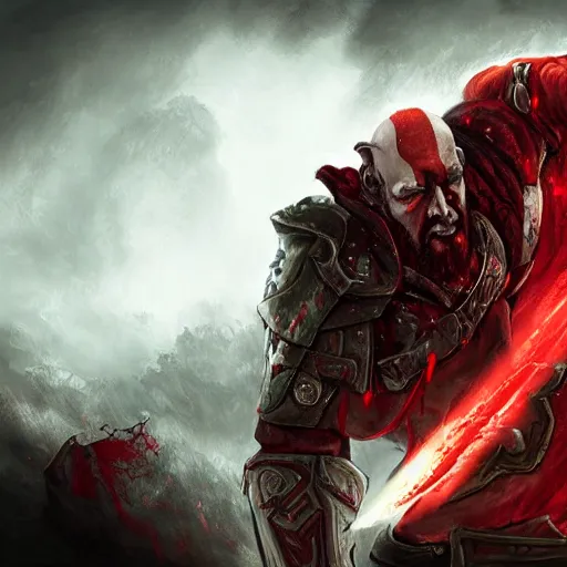 Image similar to ((((Mars the God of war)))), red theme, bloody battlefield, weapons and armors, Dota 2 hero, hearthstone art style, epic fantasy style art, fantasy epic digital art, epic fantasy card game art