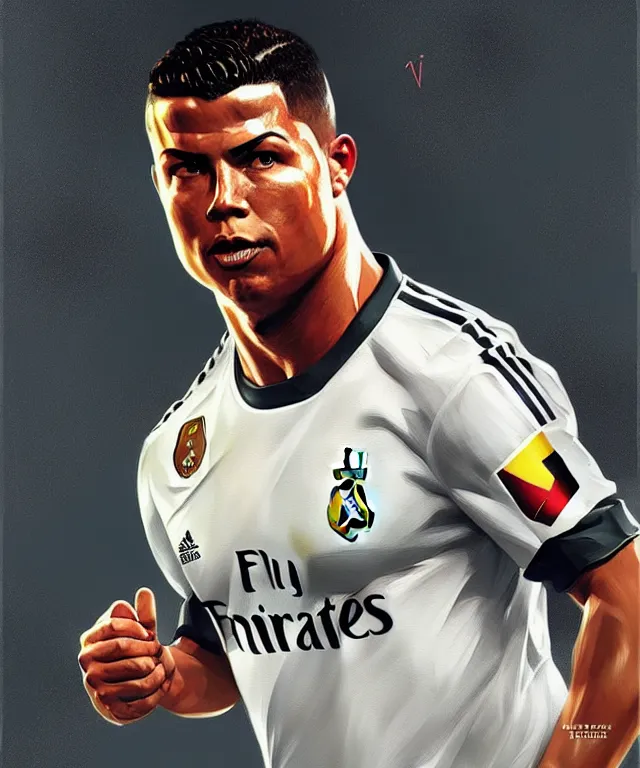 Image similar to ronaldo luis nazario da lima, football player, highly detailed, digital painting, artstation, concept art, smooth, sharp focus, illustration, art by artgerm and greg rutkowski and alphonse mucha