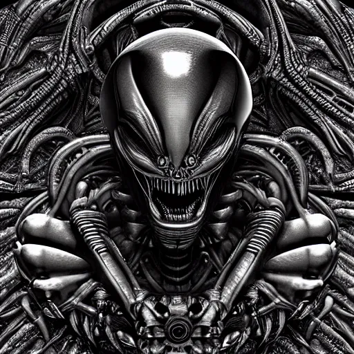 Image similar to “Alien, xenomorph, god of death, dark, evil, fantasy, intricate detail , realistic render”