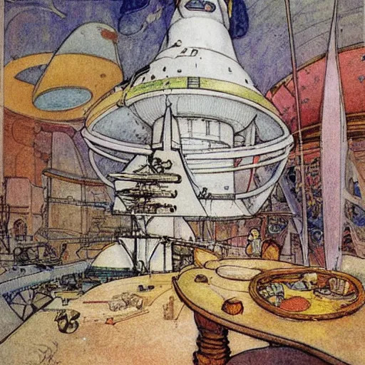 Image similar to spaceship by carl larsson