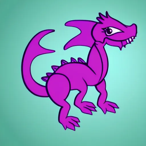 Image similar to very cute small purple dragon with well-designed head and four legs, 2d minimalism, minimum of color