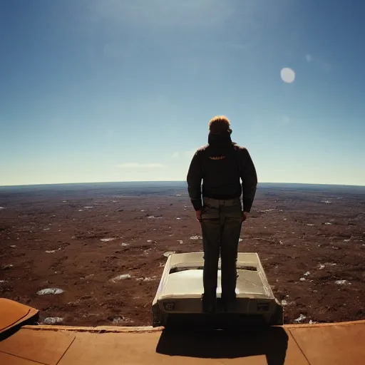 Prompt: standing on neptune, looking out into the vastness of space