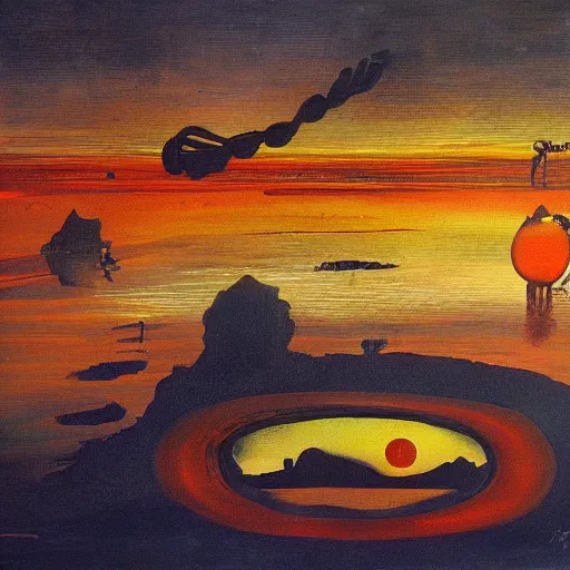 Prompt: dali's painting of sunrise