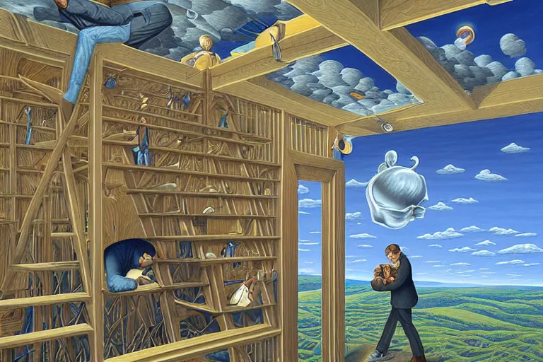 Image similar to inside the head of John Malcovich, by Rob Gonsalves