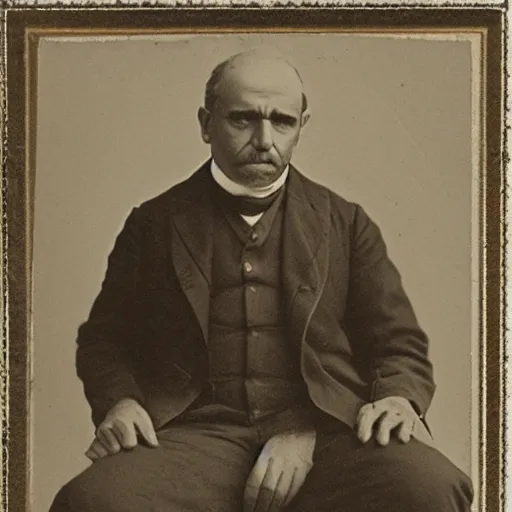 Image similar to victorian photograph of devlet bahceli, 1 8 9 0 s photography, 1 9 0 0, realistic face, symmetrical face, studio photograph, grainy, edwardian, old photo