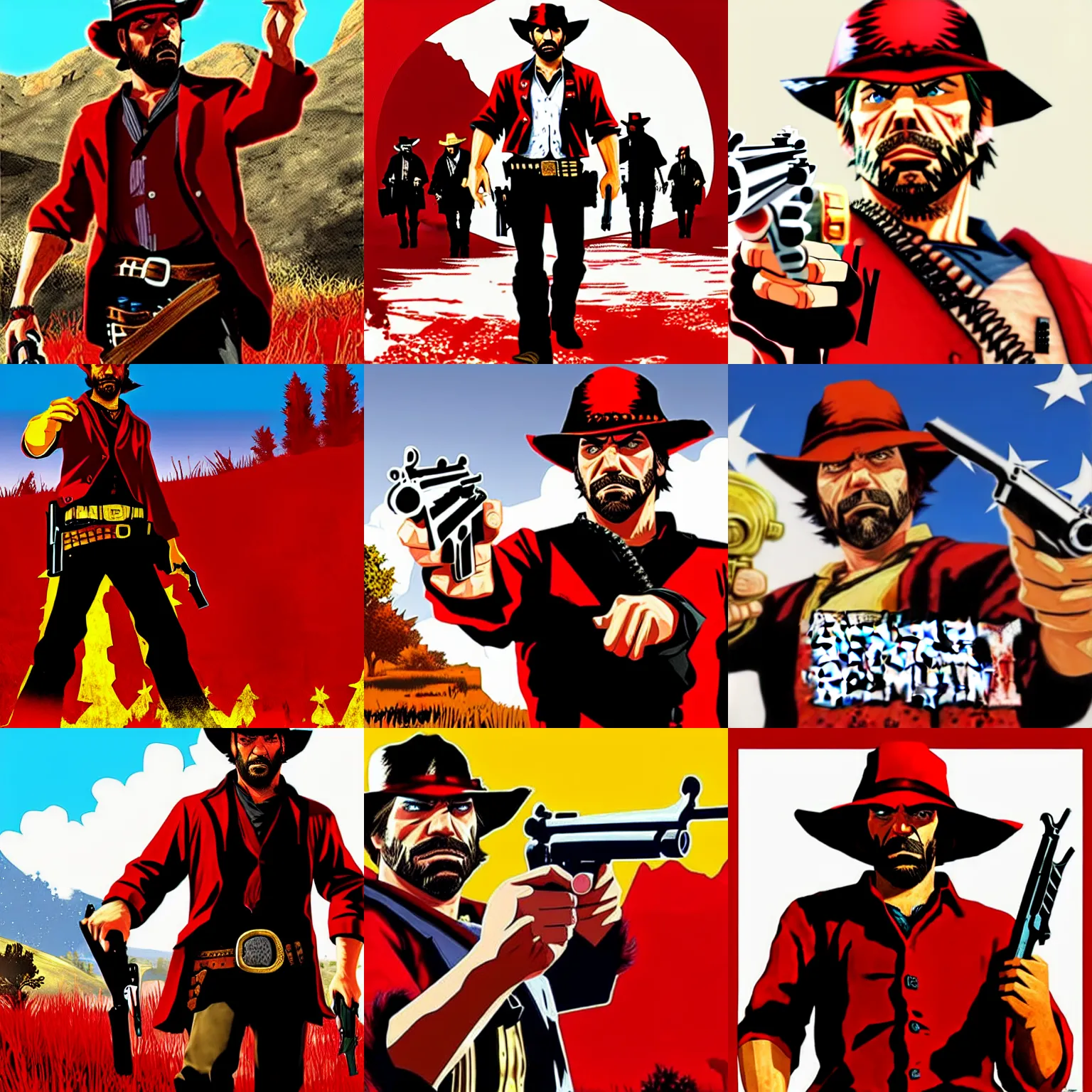 Prompt: Shaggy in red dead redemption covert art