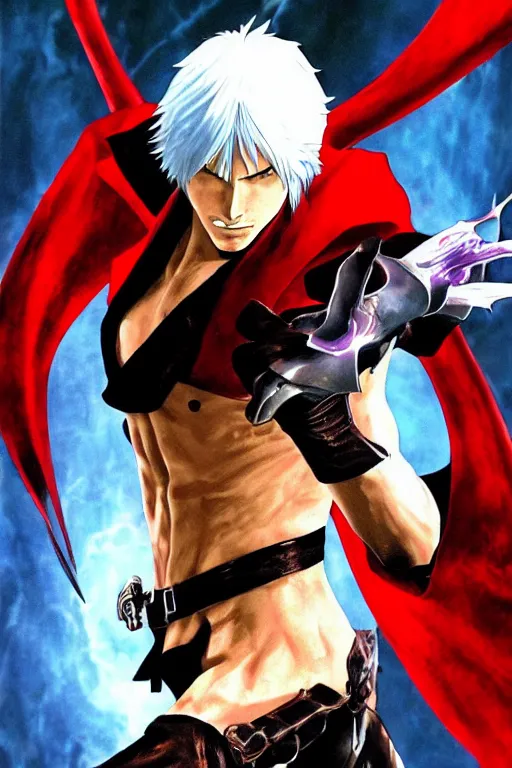 Prompt: Dante from Devil May Cry (2005) by Tite Kubo