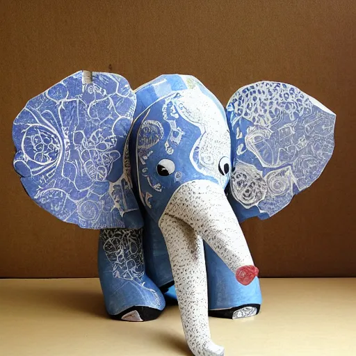 Prompt: elephant in paper mache, realistic