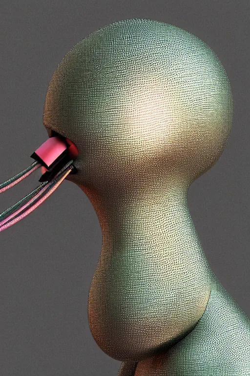 Image similar to robot duck concept portrait, visible screws and wires, 3 d metallic ceramic, detailed, sharp focus, pastel, intricate, realistic, smooth, volumetric lighting, digital painting