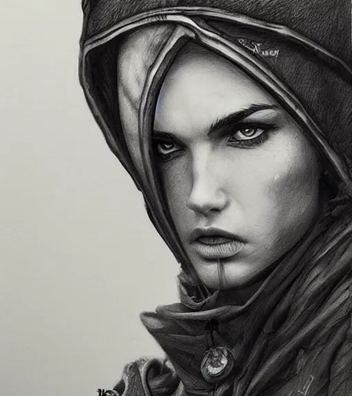 Image similar to fireman _ jeck, beautiful piercing eyes, realistic face, black and white drawing, in the style of greg rutkowski, fantasy, amazing detail, epic, intricate, elegant, smooth, sharp focus