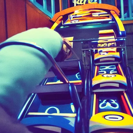 Image similar to “cyclops trying to play skeeball”