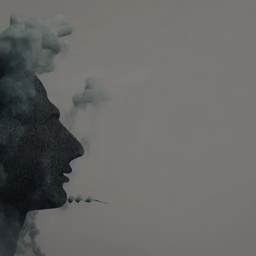 Image similar to man made of smoke simulation smoke particles octane render houdini