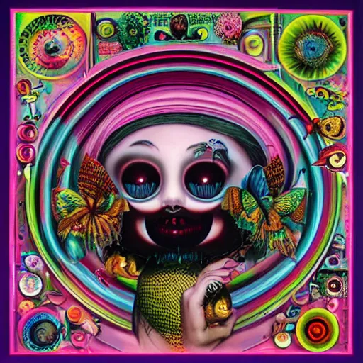 Image similar to rave cd compilation, by mark ryden, hd, hyper detailed, 4 k