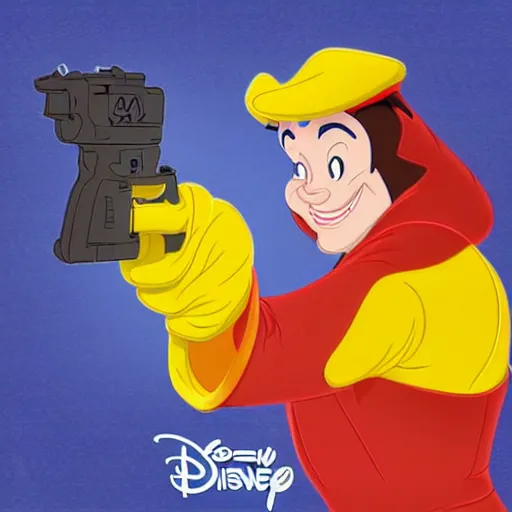 Prompt: hand gun as disney character