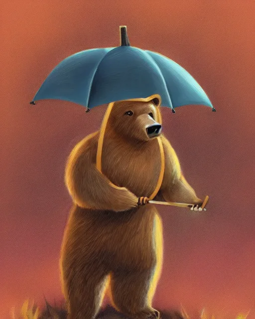 Image similar to autumn a bear with an umbrella by samuel smith trending on artstation