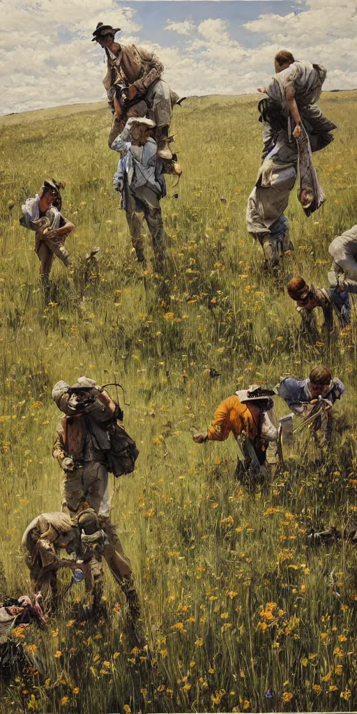 Prompt: oil painting scene from meadow by kim jung gi