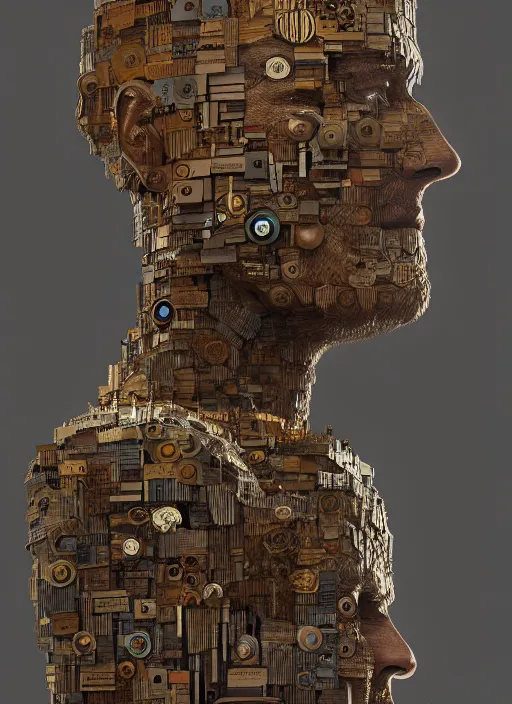 Image similar to the man made of clocks, au naturel, hyper detailed, digital art, trending in artstation, cinematic lighting, studio quality, smooth render, unreal engine 5 rendered, octane render, art style by klimt and nixeu and ian sprigger and wlop and krenz cushart