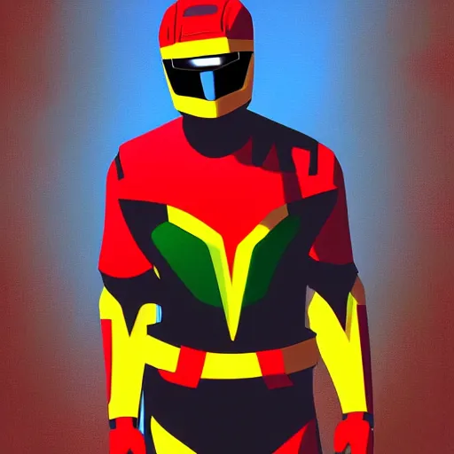 Image similar to lawrence fishburne as the traffic light power ranger, digital art, highly detailed