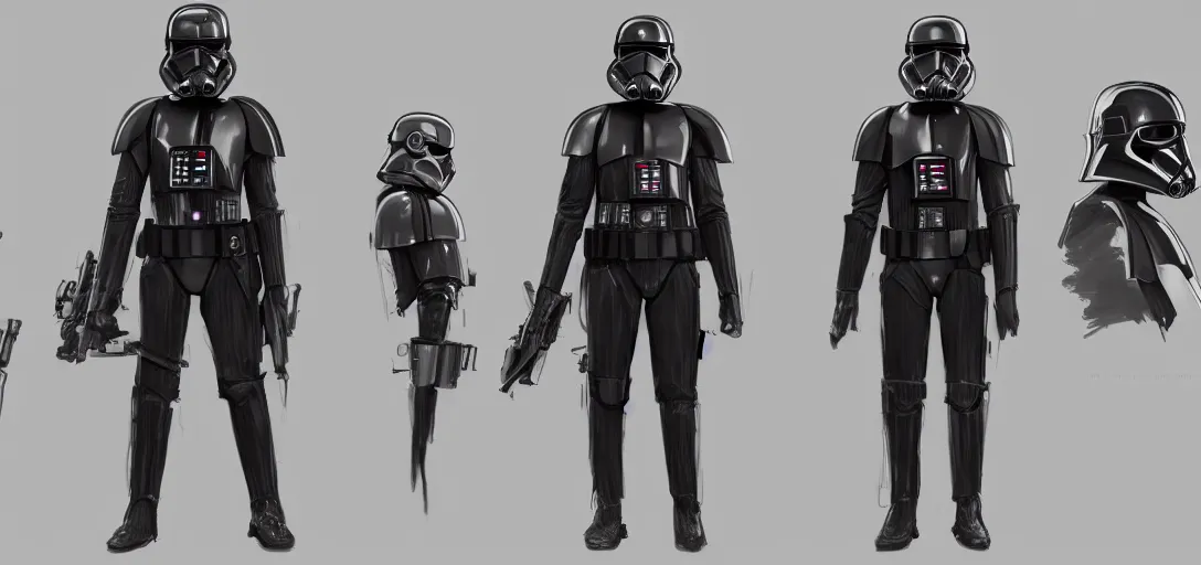 Image similar to star wars uniform concept art, black background, 8 k photorealistic, hd, high details, trending on artstation