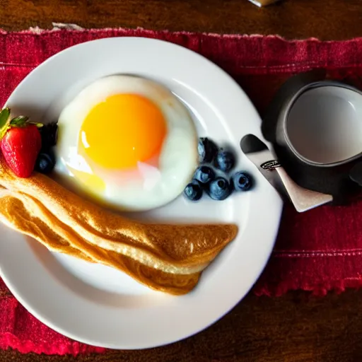 Prompt: photo close - up of breakfast